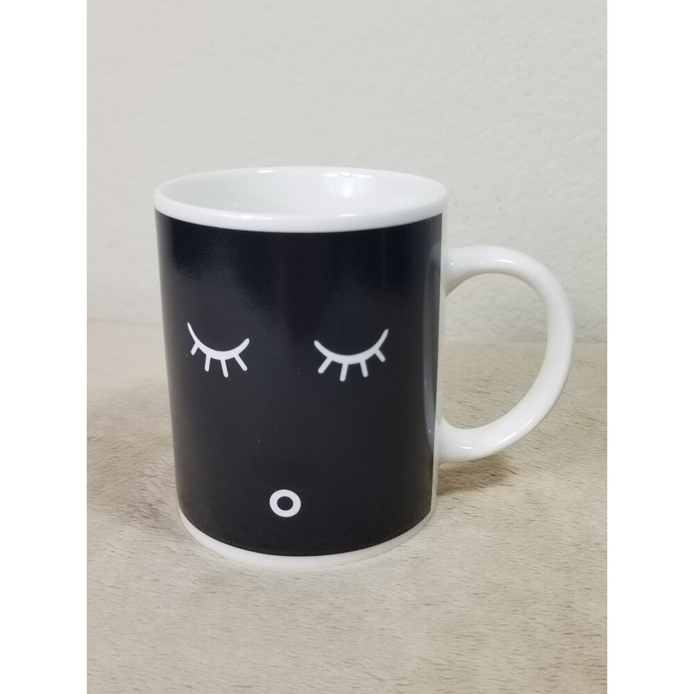 Ipow Black Coffee Mug Teacup 10oz Heat Sensitive Magic Tea Hot Reactive 4" Vtg